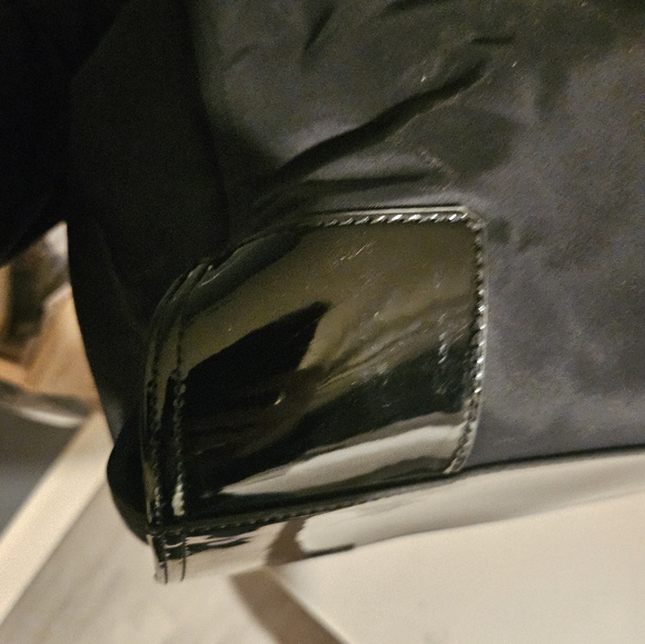 Tory Burch Ella Nylon & Patent Leather Black Tote Bag - Picture 12 of 14